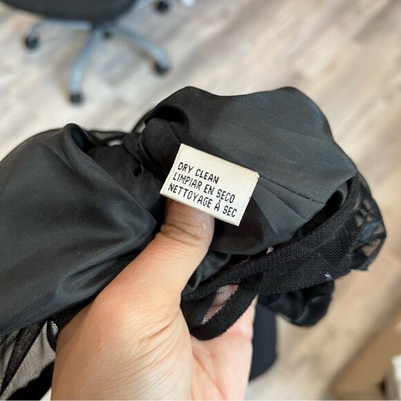 Black Mesh Floral Sheath Pencil Retro Dress - Picture 4 of 7